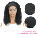 Full Cuticle Curly Headband Wigs Human Hair GlueLess None Lace 10A Virgin Peruvian Head Band Human Hair Wigs